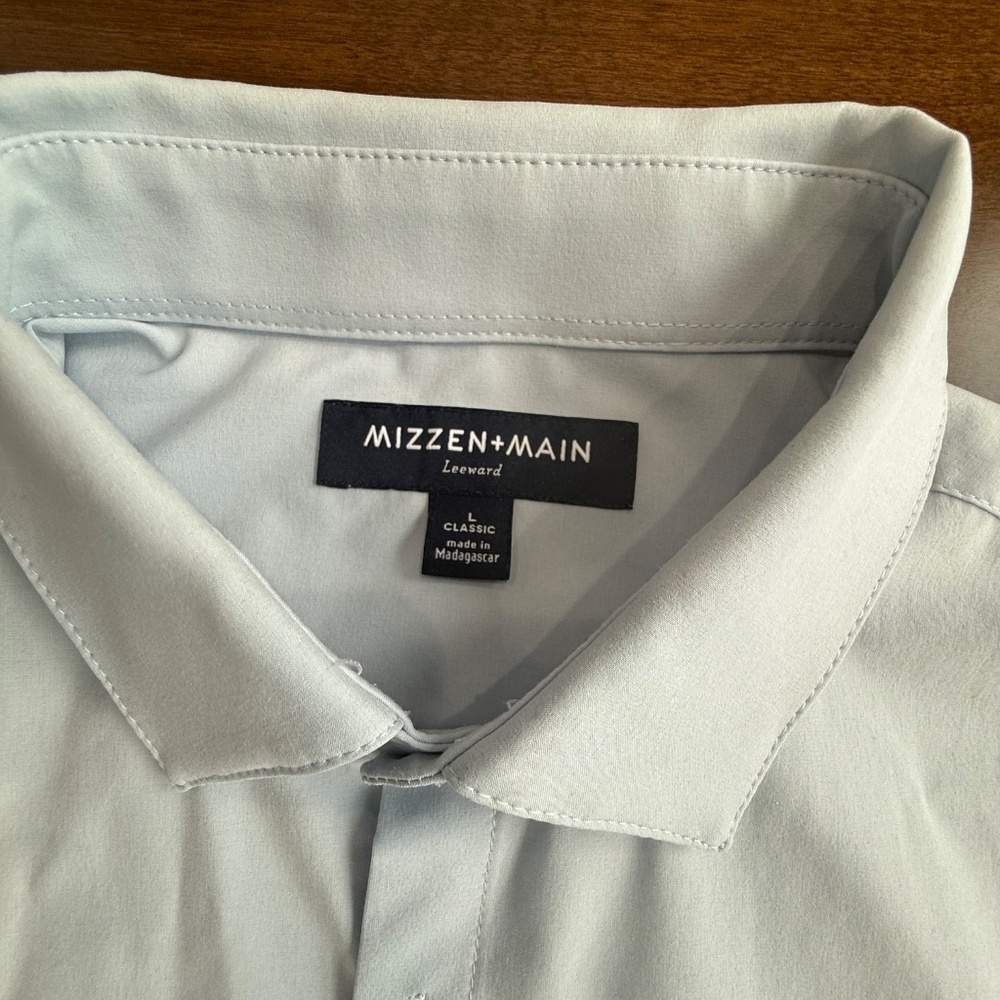 Mizzen+Main Leeward Mens L Classic Fit Light Blue Button Down Performanc Stretch - Picture 4 of 10